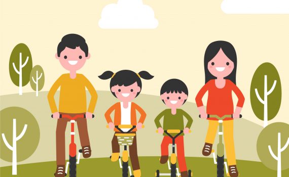 famiglia in bici