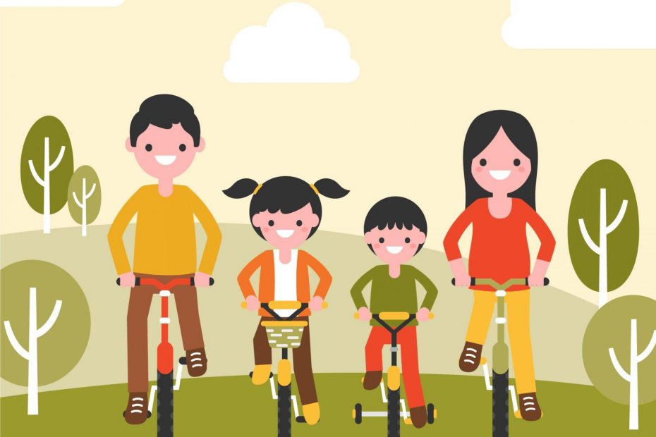 famiglia in bici